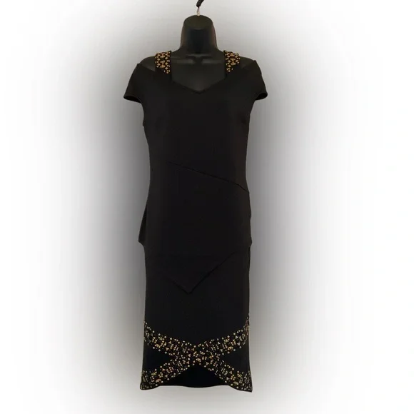 Bisou Bisou | Dresses | Bisou Bisou Black And Gold Sequin Asymmetrical 2 Pc  Outfit | Poshmark
